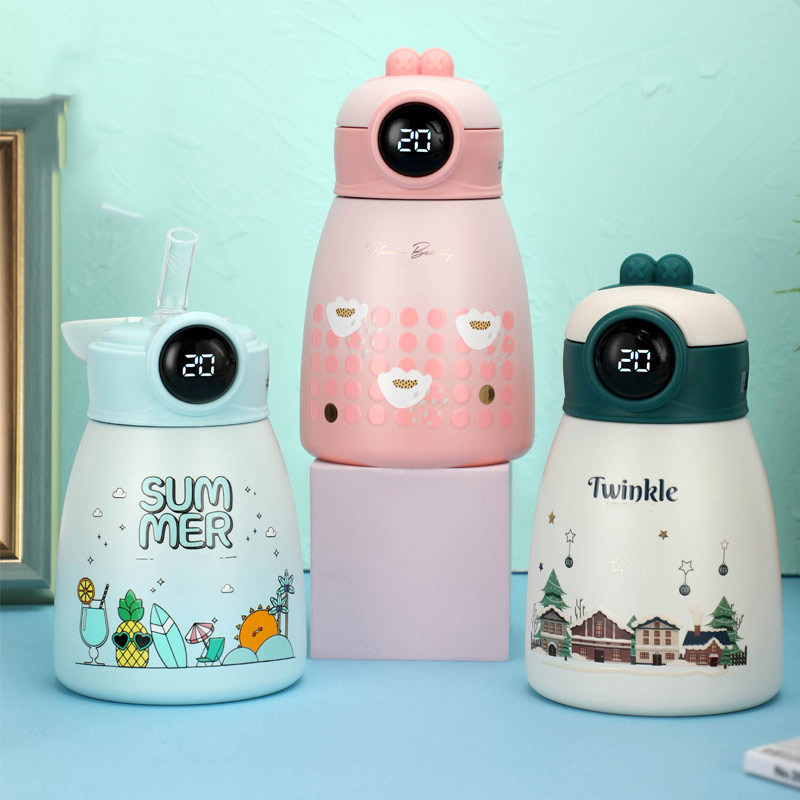 316不銹鋼智能顯溫學生兒童保溫杯現(xiàn)貨新品大肚杯子