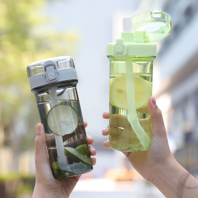創(chuàng)意果汁杯雙層成人吸管杯塑料水杯男女學生隨手杯子車載咖啡杯子